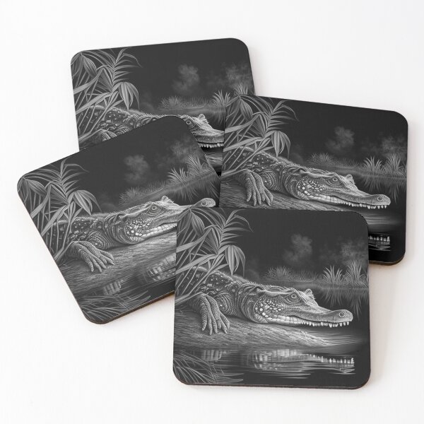 Item preview, Black and white Crocodile drawing designed and sold by Pencil-Art.