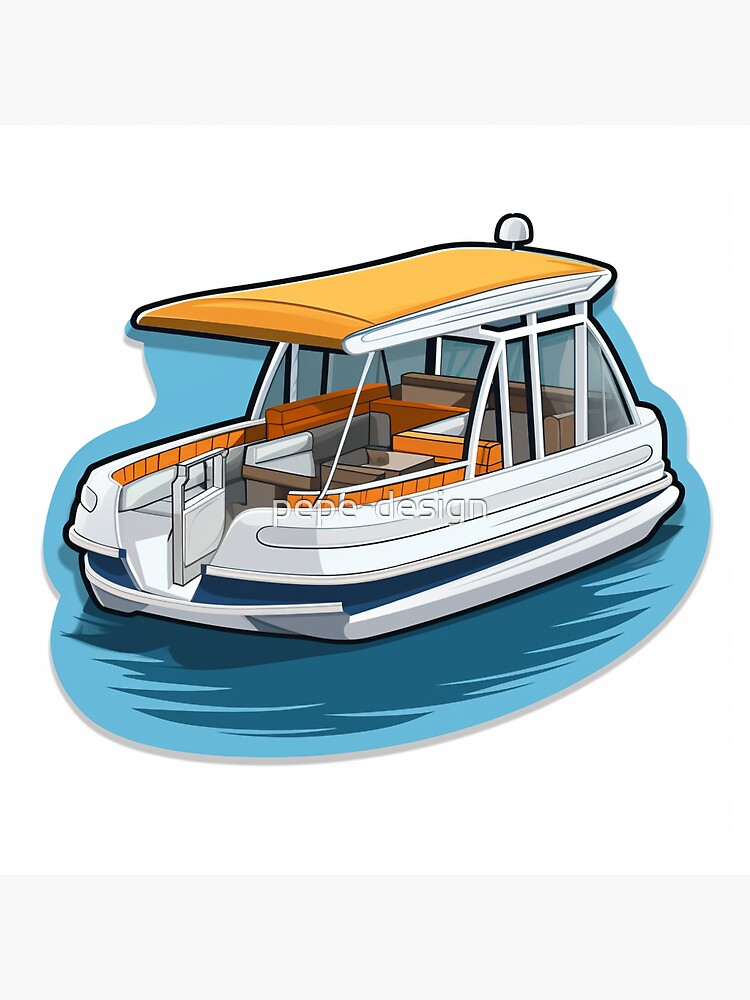 Pontoon boat ship  Sticker for Sale by pepe-design