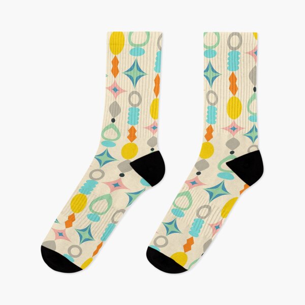 Item preview, SUNCATCHERS Palm Springs Mid-Century Modern Abstract Pattern in Retro Multi-Colours Blue Pink Gray Orange Yellow Black on Cream - UnBlink Studio by Jackie Tahara designed and sold by Jackie Tahara of UnBlink Studio.