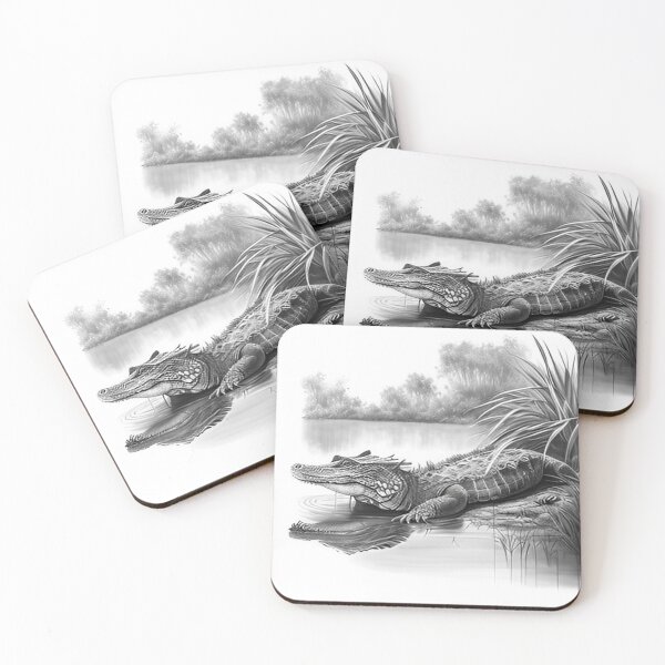 Item preview, Black and white Crocodile drawing designed and sold by Pencil-Art.