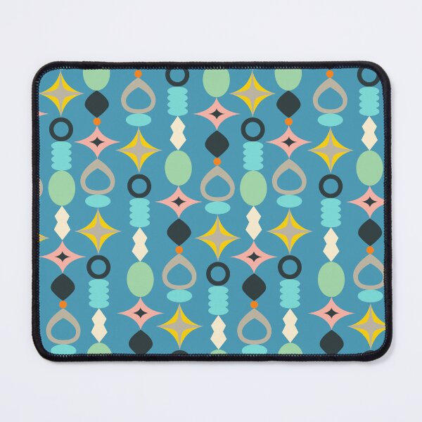 Item preview, SUNCATCHERS Palm Springs Mid-Century Modern Abstract Pattern in Retro Multi-Colours Blue Pink Gray Orange Yellow Black on Blue - UnBlink Studio by Jackie Tahara designed and sold by Jackie Tahara of UnBlink Studio.