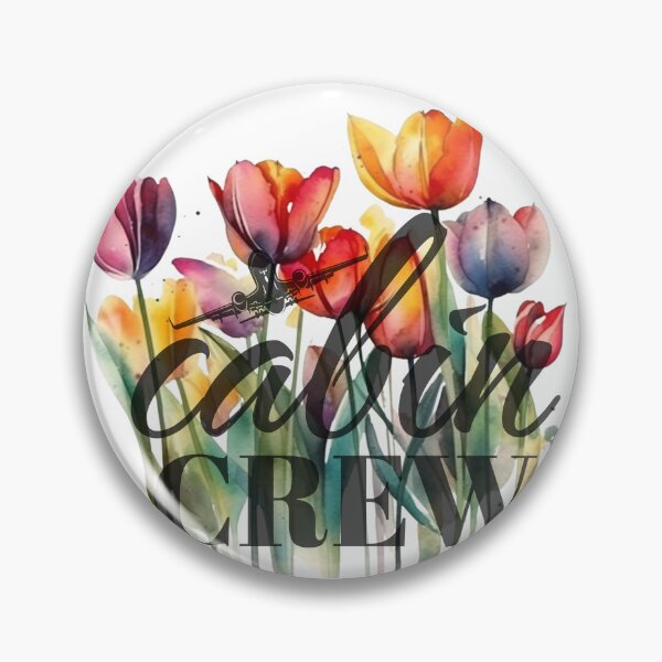 Item preview, Cabin Crew & Tulips watercolor design for Flight Attendants Stewardess Flight Crew designed and sold by AviationArtists.