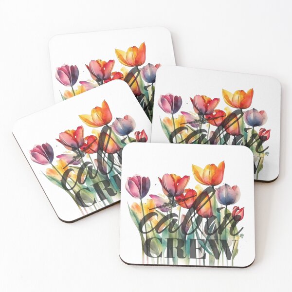 Item preview, Cabin Crew & Tulips watercolor design for Flight Attendants Stewardess Flight Crew designed and sold by AviationArtists.