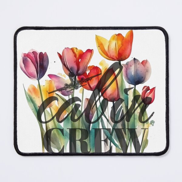 Item preview, Cabin Crew & Tulips watercolor design for Flight Attendants Stewardess Flight Crew designed and sold by AviationArtists.