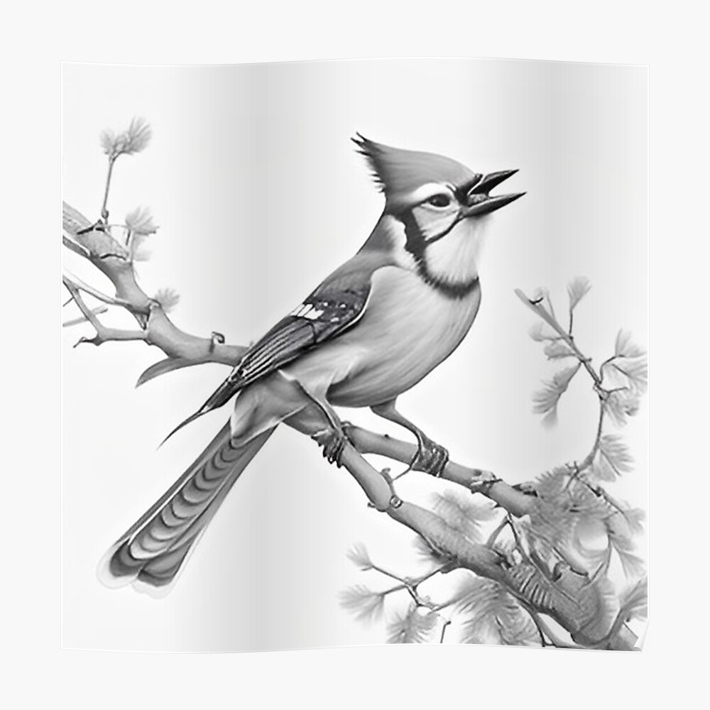Blue Jay Coloring Pages: Minimalistic Black and White Sketches Stock  Illustration - Illustration of tender, minimalistic: 284311315