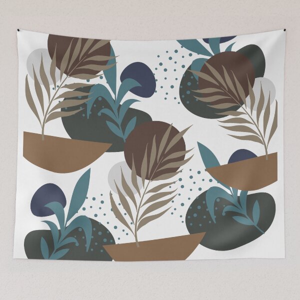 Item preview, Mid century modern biophilic leafs duvet cover and home decor designed and sold by EmpiredesignCA.