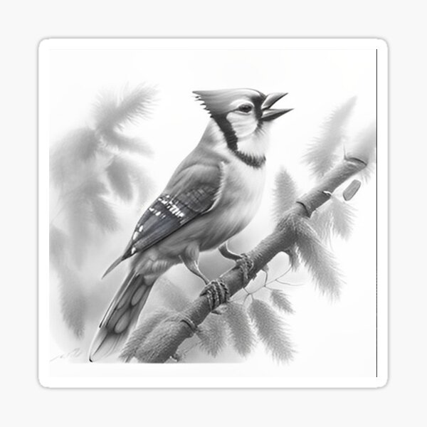 Black and White Blue Jay Art Board Print for Sale by Pencil-Art