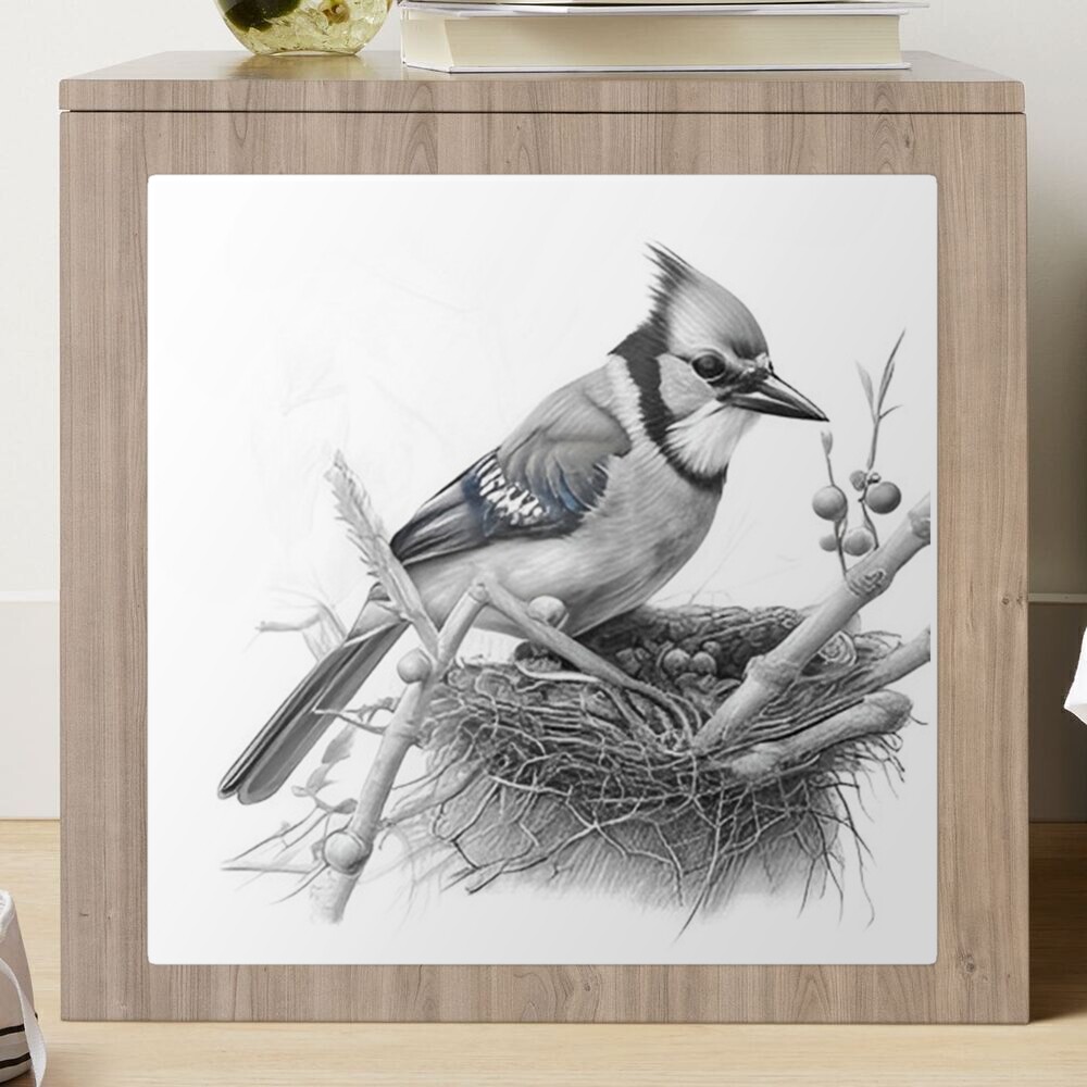 Black and White Blue Jay Sticker for Sale by Pencil-Art