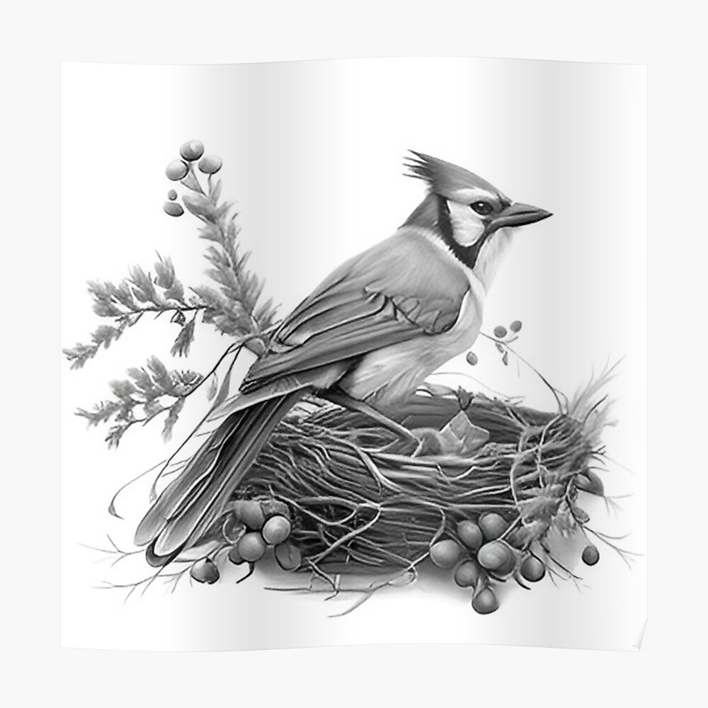 Black and White Blue Jay Sticker for Sale by Pencil-Art