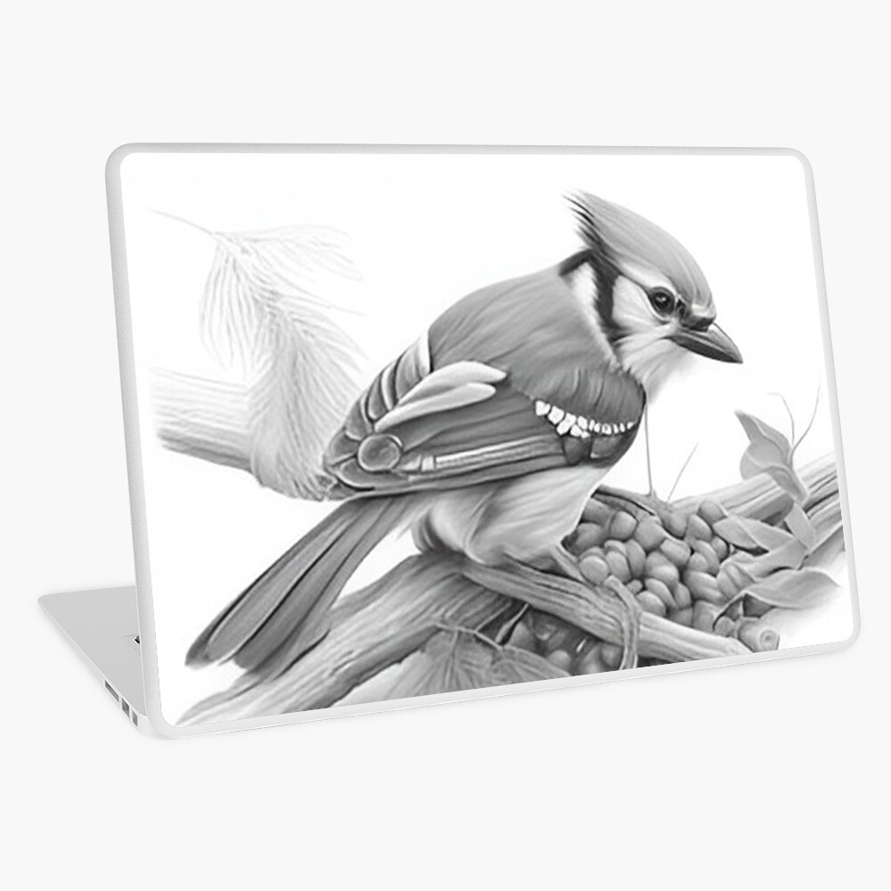 Black and White Blue Jay Sticker for Sale by Pencil-Art