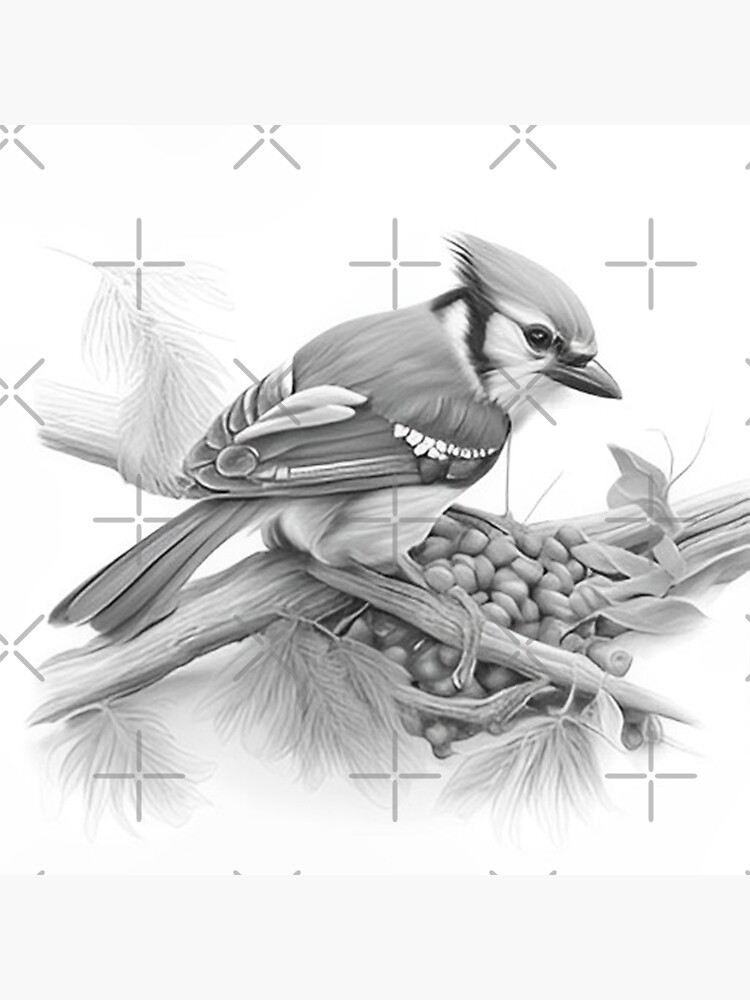 Black and White Blue Jay Sticker for Sale by Pencil-Art