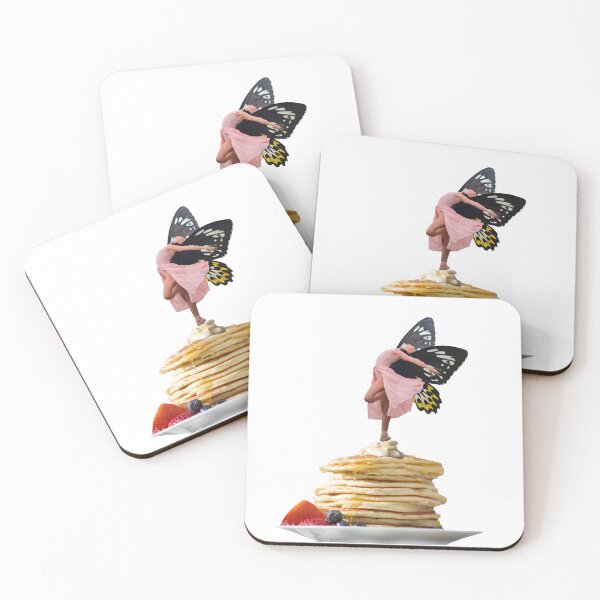 Item preview, Whimsical Fairy Collage Art Print - 'Balanced Breakfast' - Pancake Stack, Maple Syrup & Orange Juice Solo (only fairy) designed and sold by GollyWillikers.