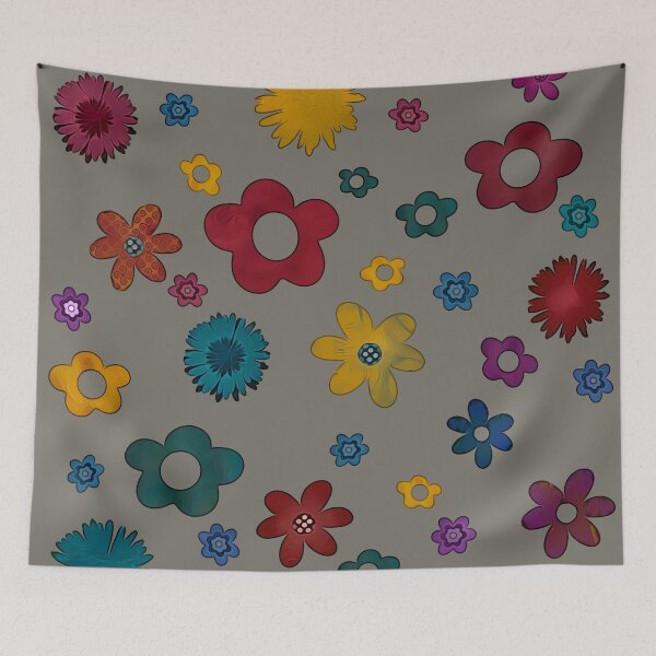 Item preview, colourful doodle flowers  designed and sold by Inktown.