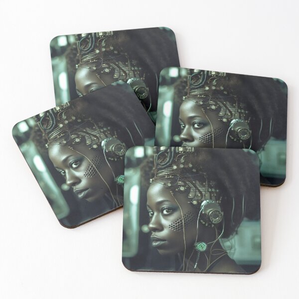 Item preview, cyberpunk afrofuturistic female hacker designed and sold by SYNTHETICA-CITY.