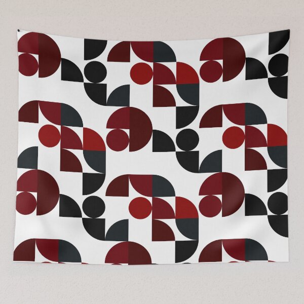 Item preview, Black and Red Circular Abstract Flat Pattern - Minimalist Geometric Design designed and sold by Neitherworld-BJ.