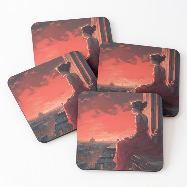 Item preview, Girl in Red on Gothic Balcony designed and sold by Nerd Niche.