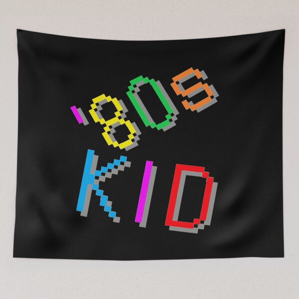 Item preview, '80s Kid. Colorful Retro Statement. (Black Background) designed and sold by ArtByLM.