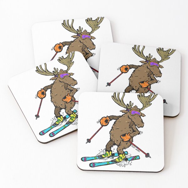 Item preview, Moose on Skis, a Skiing Moose, moose, skis, etc... designed and sold by maroonbeard.