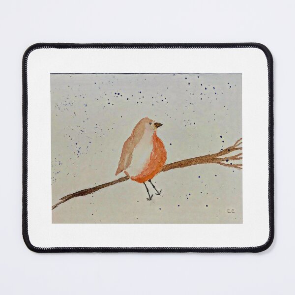 Item preview, Chubby robin resting on a branch  designed and sold by watercolorsLiz.