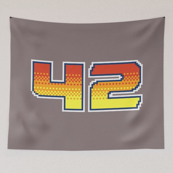 Item preview, The answer is 42. Pixel Font Forty Two in Red Orange and Yellow designed and sold by pixeltogs.
