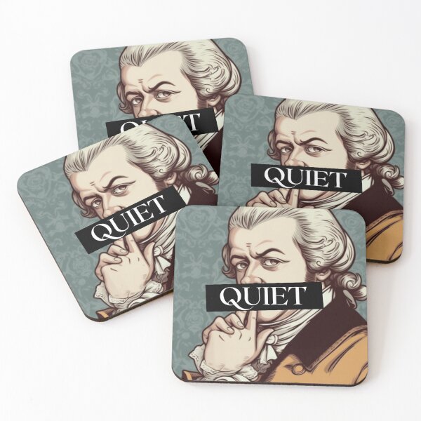 Item preview, Wolfang Amadeus Mozart Mugshot Funny Quiet Quote Illustration designed and sold by CremisArt.