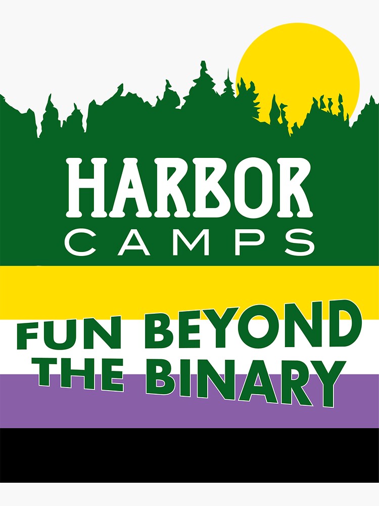 Thumbnail 3 of 3, Sticker, "Fun Beyond the Binary" - Harbor Camps designed and sold by harborcamps.