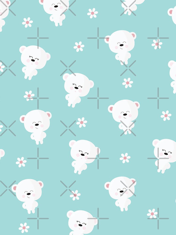 Thumbnail 4 of 4, Mini Skirt, Cute Kawaii White Bears and flowers designed and sold by Victoria Riabov.
