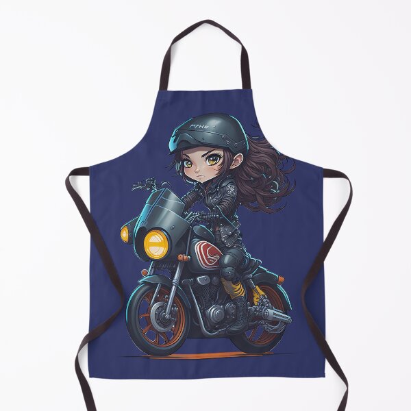 Item preview, Biker girl in leather clothes and a helmet riding a motorcycle, long hair blowing in the wind designed and sold by Splachanka.