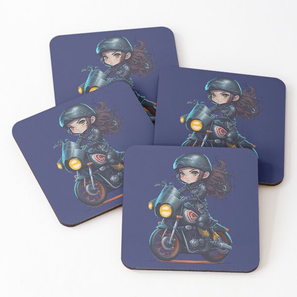 Item preview, Biker girl in leather clothes and a helmet riding a motorcycle, long hair blowing in the wind designed and sold by Splachanka.