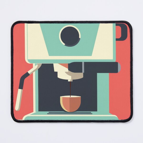 Item preview, Vibrant Brew: Minimalist Red-Turquoise Espresso Machine Ar designed and sold by yaseenart.