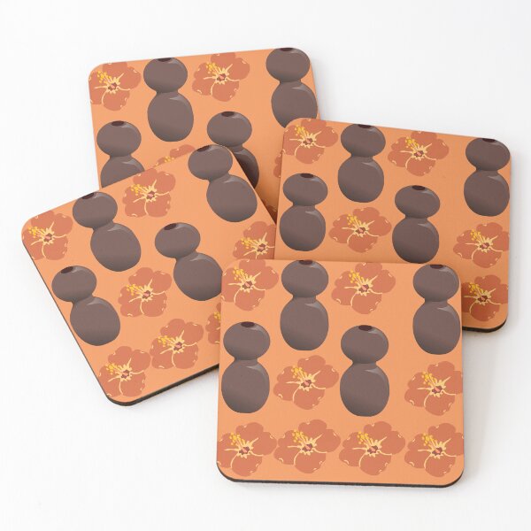 Artikelvorschau, braunes Ipu-Goard und orangefarbenes Hibkus-Blumen-Hawaii-Design entworfen und verkauft von maplunk.