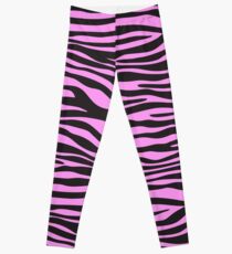 Animal Print, Zebra Stripes - Black Pink Leggings