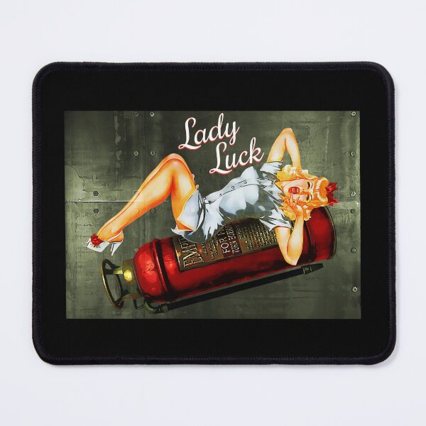 Item preview, Cute Firefighter Lady Luck Pin Up Girl Idea funny fireman slang saying motto designed and sold by Thinline Fire Police EMS.