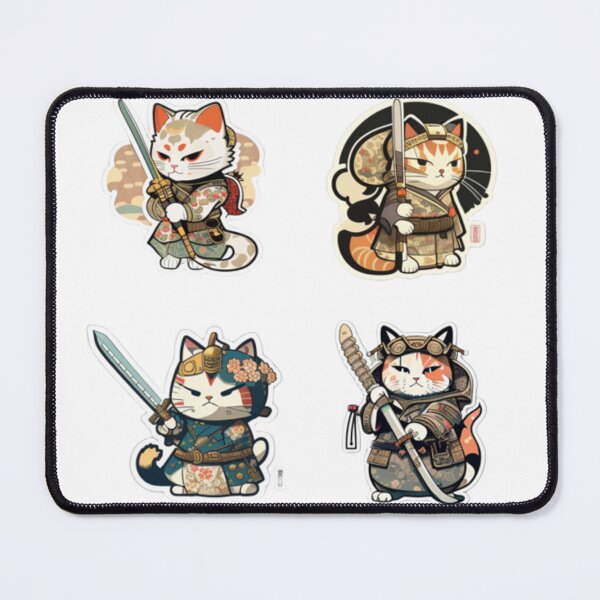 Item preview, cat kawaii japanese samurai anime sticker designed and sold by Prototyp.