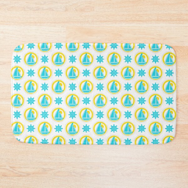 Item preview, Turquoise yacht wheels and turquoise yachts in sunny yellow circles. designed and sold by claireseyeview.