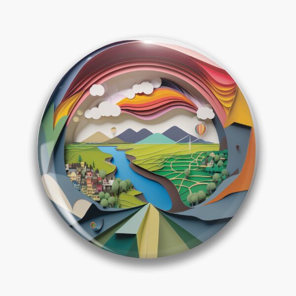 Item preview, natural landscape of a river, paper cut style designed and sold by artpapercuts.