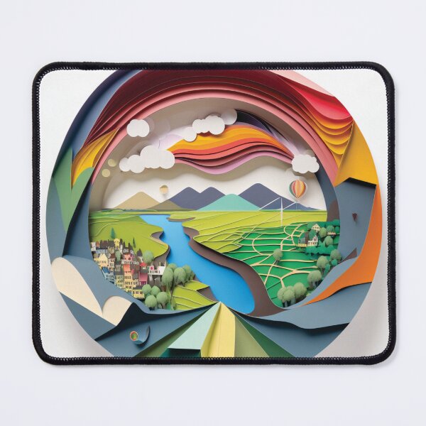 Item preview, natural landscape of a river, paper cut style designed and sold by artpapercuts.
