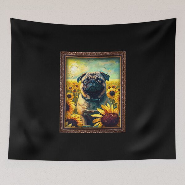 Item preview, Pug Sunflower Painting Adorable Dog designed and sold by rafaeltto.