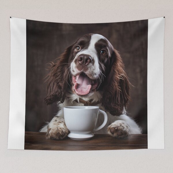 Item preview, Perky Pup: Adorable Alpine Spaniel Coffee for Caffeine Lovers designed and sold by ClawedCreations.