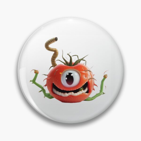 Item preview, One-eyed monster tomato with worm in head - tomato love designed and sold by SheepAttack.