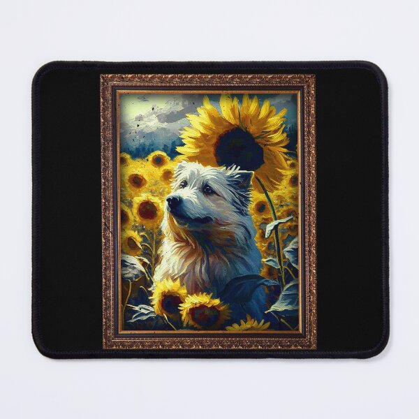 Item preview, Pyrenean Shepherd Sunflower Painting Adorable Dog designed and sold by rafaeltto.