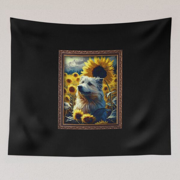 Item preview, Pyrenean Shepherd Sunflower Painting Adorable Dog designed and sold by rafaeltto.