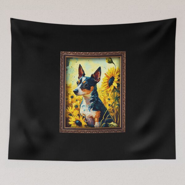 Item preview, Rat Terrier Sunflower Painting Adorable Dog designed and sold by rafaeltto.