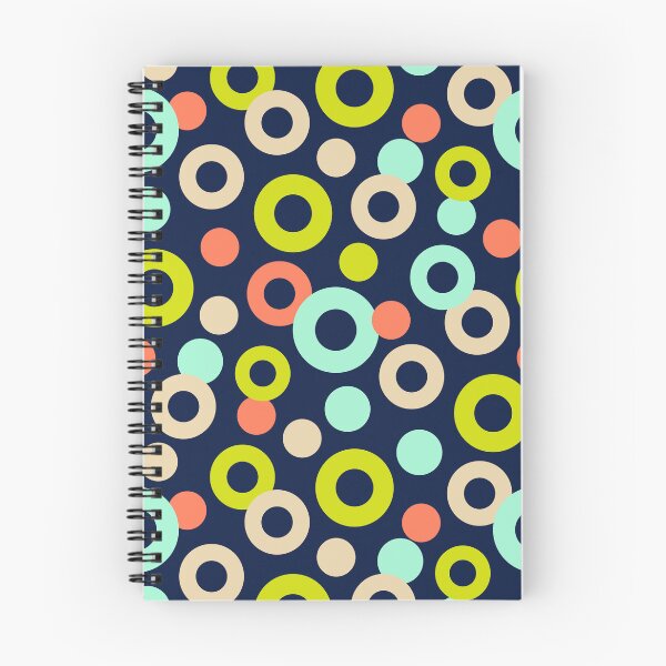Item preview, DROPS Polka Dots Rings Abstract Geometric Mid-Century Pattern in Retro Green Mint Orange Cream on Midnight Blue - UnBlink Studio by Jackie Tahara designed and sold by Jackie Tahara of UnBlink Studio.