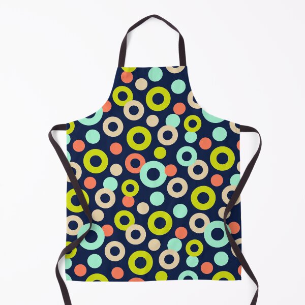 Item preview, DROPS Polka Dots Rings Abstract Geometric Mid-Century Pattern in Retro Green Mint Orange Cream on Midnight Blue - UnBlink Studio by Jackie Tahara designed and sold by Jackie Tahara of UnBlink Studio.