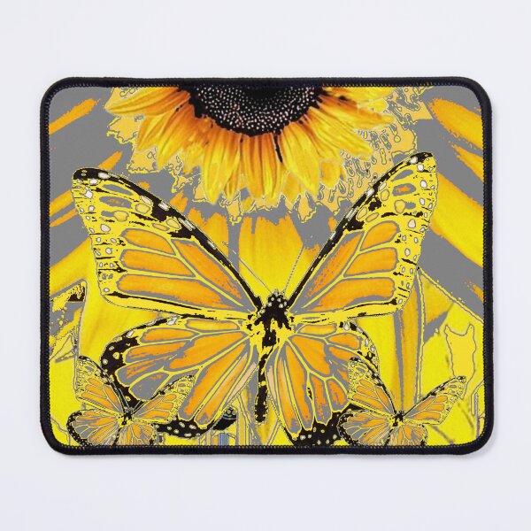Item preview, GREY YELLOW MONARCH BUTTERFLY ABSTRACT SUNFLOWER ART designed and sold by sharlesart.