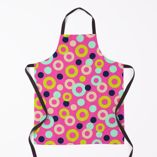 Item preview, DROPS Polka Dots Rings Abstract Geometric Mid-Century Pattern in Retro Midnight Blue Green Mint Cream on Fuchsia Hot Pink - UnBlink Studio by Jackie Tahara designed and sold by Jackie Tahara of UnBlink Studio.
