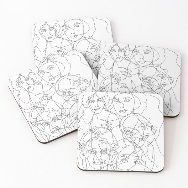 Item preview, Womens faces drawn in single lines. designed and sold by claireseyeview.