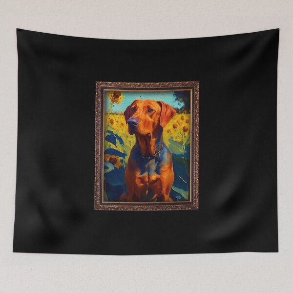 Aperçu de l'œuvre Rhodesian Ridgeback Sunflower Painting Adorable Dog créée et vendue par rafaeltto.