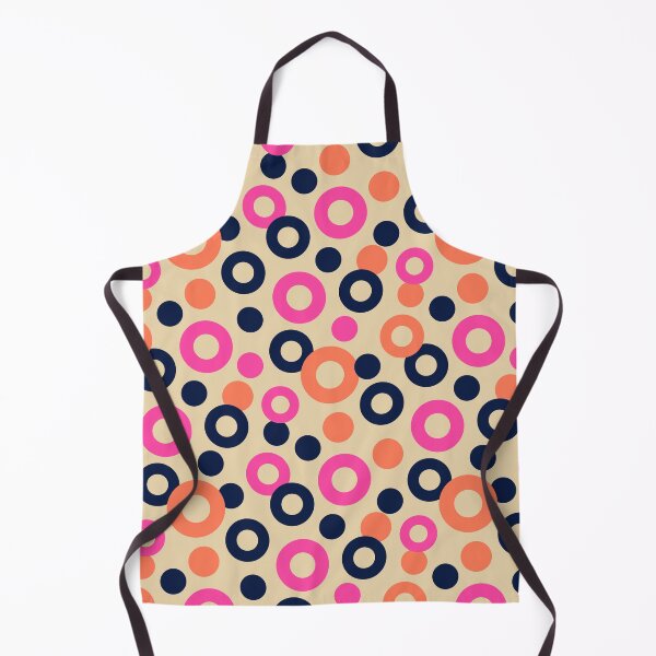 Item preview, DROPS Polka Dots Rings Abstract Geometric Mid-Century Pattern in Retro Midnight Blue Orange Fuchsia Hot Pink on Cream - UnBlink Studio by Jackie Tahara designed and sold by Jackie Tahara of UnBlink Studio.